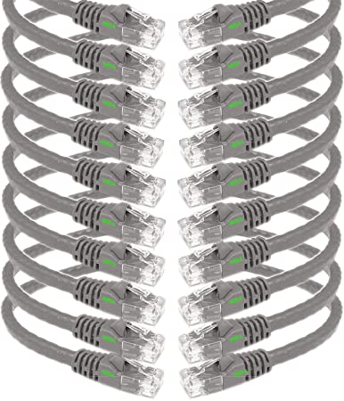 iMBAPrice 25' Cat5e Network Ethernet Patch Cable, 10 Pack, Gray (IMBA-CAT5-25GY-10PK)