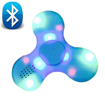 ATS Wireless Bluetooth Music LED Fidget Toy Hand Spinner Stress Reducer EDC Focus Relieve Anxiety (Blue)