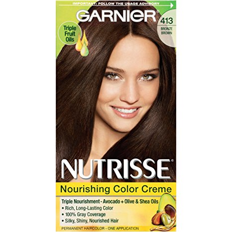 Garnier Nutrisse Nourishing Color Creme, 413 Bronze Brown (Packaging May Vary)