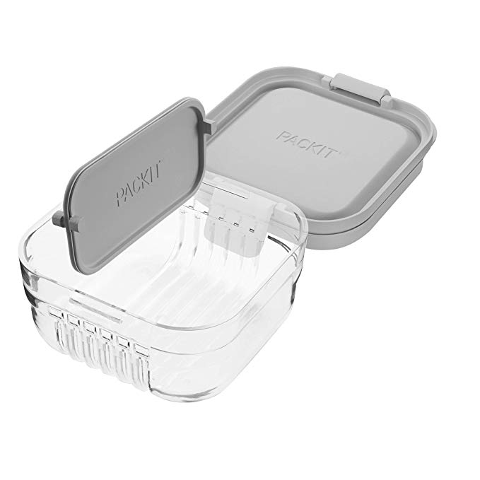 PackIt Mod Snack Bento Food Storage Container, Steel Gray