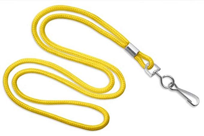 HOSL Deluxe Neck Lanyards Economy Round 36" with Swivel Hook/J-Hook(Yellow, 100 Pack)