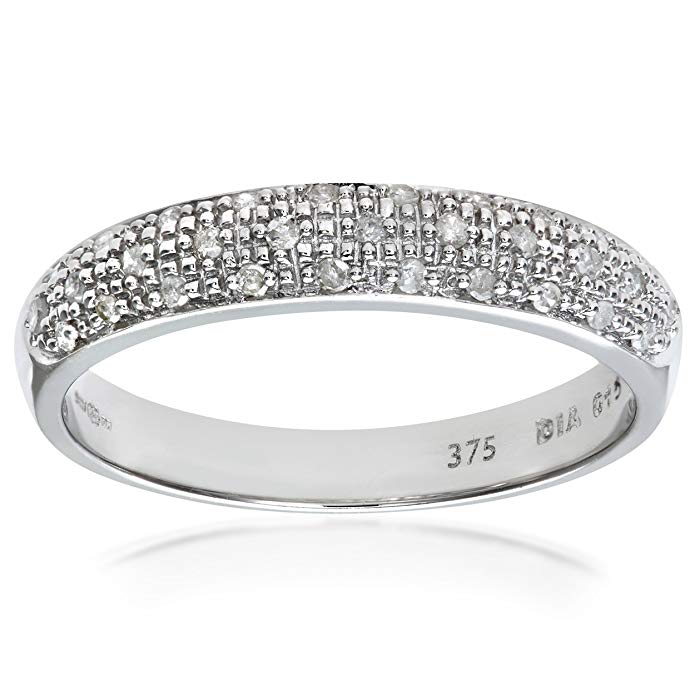 Naava Women's 9 ct White Gold 15 ct Diamond Pave Set Eternity Ring