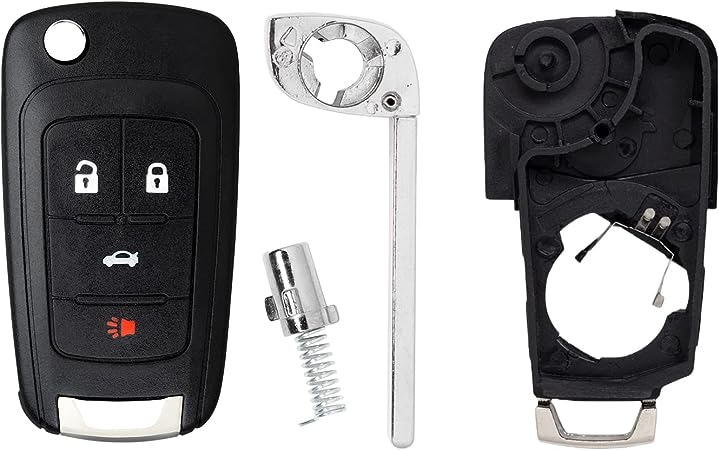 StandardAutoPart 4 Button Flip Key fob case Compatible with Chevy Cruze Equinox Sonic Malibu Impala Camaro Terrain Lacrosse Regal Verano Encore Allure OHT01060512 [Shell Case Only]