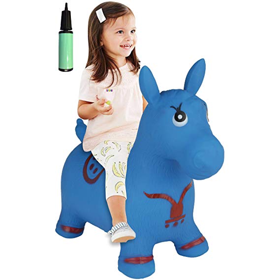 Horse Hopper BLUE - Inflatable Horse Bouncer Free Pump Included - Bouncy Horse Toys For Kids & Toddler Riding Horse Toy Great For Indoor And Outdoor Toys Play - Best Gift for Boys and Girls - Original