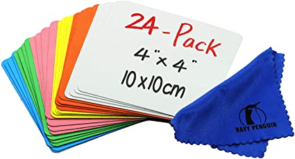 Dry Erase Magnets Set - 24 Pack - 4x4" Whiteboard Magnetic Labels - Small White Board Magnet Strips Name Tags for Home, Office and Classroom