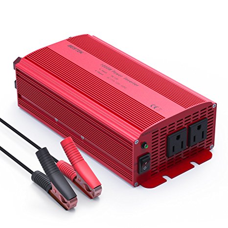 BESTEK 1000W Power Inverter, Dual AC Outlets, 12V to 110V Car AC Adapter