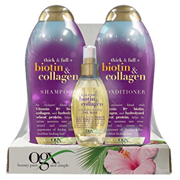 OGX Biotin & Collagen Value Pack (Shampoo   Conditioner   Oil Mist)