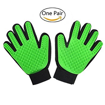 Pet Grooming Gloves Mitts, Pet Deshedding Tool Cat Brushing Glove Hair Removal Pet Gloves Massage Brush for Long & Short Hair Dogs Cats Bunnies