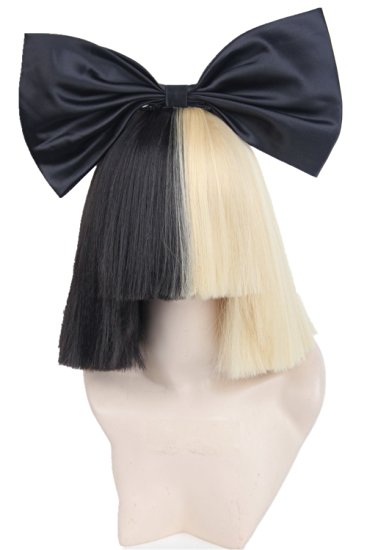 Half Blonde and Black 2 Tone Hair Short Straight Cosplay Costume Wig for Women (wig and bow)