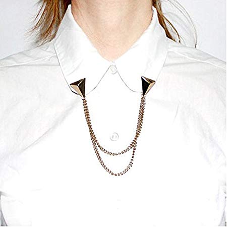 Sweater Clip Stylish Triangle Punk Cardigan Collar Clip Fashionable Gold Tones
