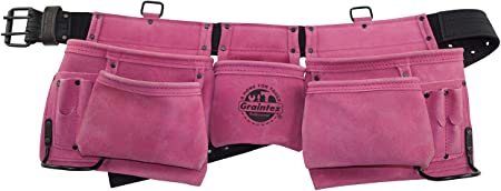 Graintex DS2015 11 Pocket Work Apron Pink Suede Leather