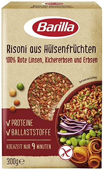 Barilla Risoni aus roten Linsen und Kichererbsen reich an Eiweiß, glutenfrei, 300g