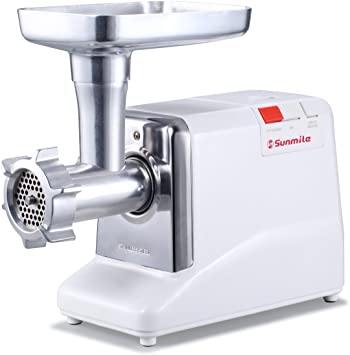 Sunmile SM-G50 ETL Max 1.3HP #12 Powerful Meat Grinder, Metal Gear Box&Gears, REVERSE/CIRCUIT BREAKER Function, Stainless Steel Cutting Blade,3 Stainless Steel Cutting Plates, 1 Big Sausage Attachment