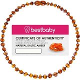Best Baby Premium Baltic Amber Teething Necklace Unisex Certified 100 Pure Amber and Hand Made - Anti-Inflammatory Drooling Reduction Pain Relieving - Customer Satisfaction Guaranteed