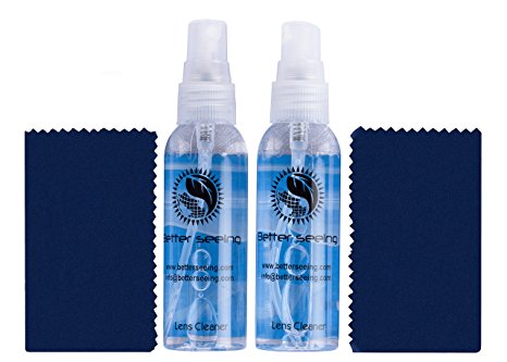 Glasses Cleaner Spray Kit By Better Seeing - Eyeglass Cleaner kit, Computer Screen Cleaner - For Smartphone, Tablet, Binocular, Laptop, Eyeglasses And Camera Lens Cleaner - Microfiber Cloths Included