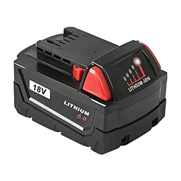 NeBatte 1 Pack 18V 6.0Ah Battery Compatible with Milwaukee M18  48-11-1820 48-11-1840 48-11-1850 48-11-1828 Cordless Power Tools Milwaukee  M18 Battery