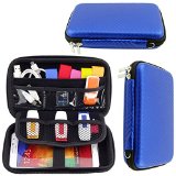 Lacdo Hard EVA Shockproof Carrying Case Bag for Seagate Backup Plus Slim  Western Western Digital WD My Passport Ultra  Toshiba  Battery Charger  25 inch Portable External Hard Drive HDD -Blue