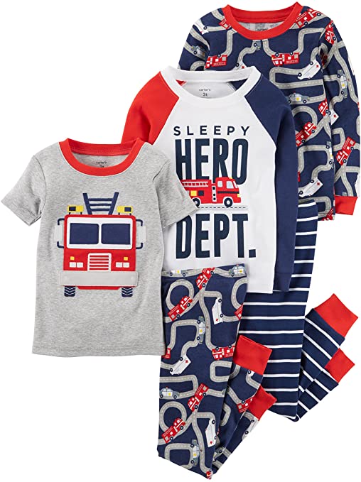 Carter's Baby Boys' 5-Piece Cotton Snug-fit Pajamas