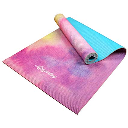Aimerday Yoga Mat Premium Print Non Slip Eco Friendly Pilates Mat 72 inch 1/4 inch Thick Fitness Exercise Mat, Home Gym Workout Mat with Carrying Strap & Bag for Hot Yoga Class, Floor Exercises 6mm