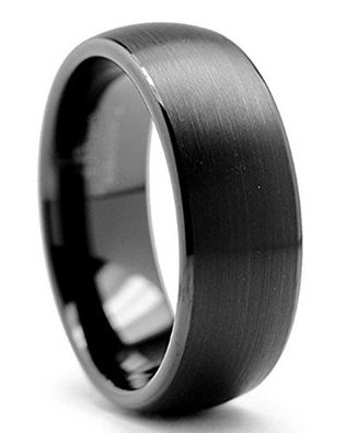 King Will Men Women 8mm Black Brushed Tungsten Carbide Ring Domed Enagement Wedding Band Comfort Fit