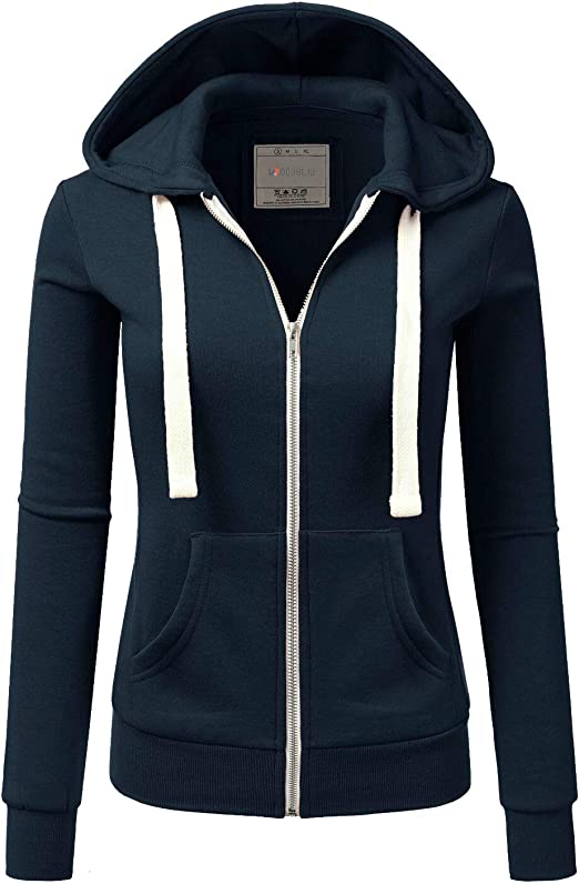 NINEXIS Womens Long Sleeve Zip Up Hoodie Top Color Block Basic Casual Hooded Sweatshirt