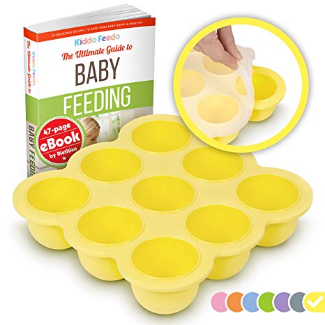 KIDDO FEEDO Baby Food Prep & Storage Container with Silicone Lid - BPA Free & FDA Approved - Multipurpose Use - FREE E-book by Author/Dietitian - Yellow