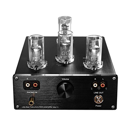 Nobsound Little Bear T11 6N2/12AX7 Vacuum&Valve Tube Phono Turntable Preamplifier; MM RIAA LP Vinyl Record Player Preamp; Stereo HiFi Audio Pre-Amplifier