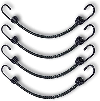 Bungee Cord with Hooks Heavy Duty Set by Garloy,4 Pcs 16 Inch Durable Rubber Canopy Ties Ideal for Tarps, Tents, Wire Racks, and Other Camping Accessories
