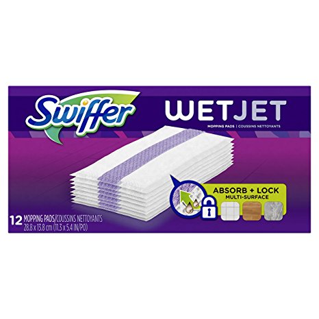 Swiffer WetJet Hardwood Floor Cleaner, Spray Mop Pad Refill, Multi Surface, 12 Count (Packaging May Vary)