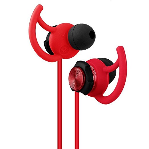 Sport Earphone with Mic, Noise Cancelling for iPhone iPad, Android Smartphones Tablets, Laptop By AusKit (Red)