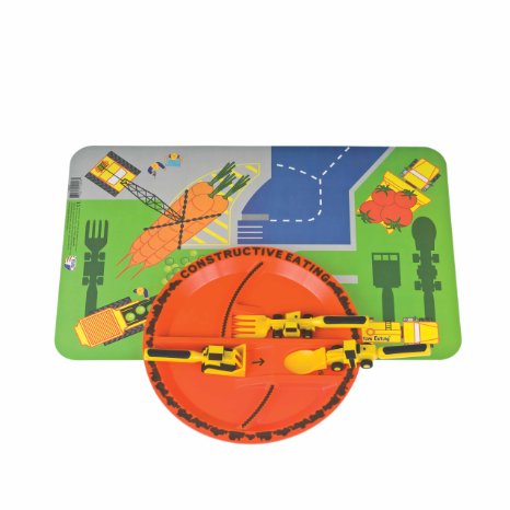 Constructive Eating - Construction Combo with Utensil Set, Plate, and Placemat