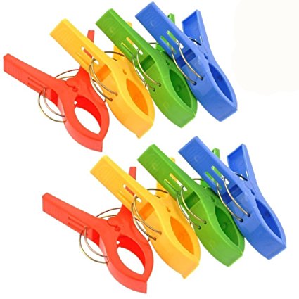 Daixers 8pcs 4.7" Durable Large Beach Towel Clips Plastic Clothespins Clothes Pegs Pins Clothes Hanger Clamp