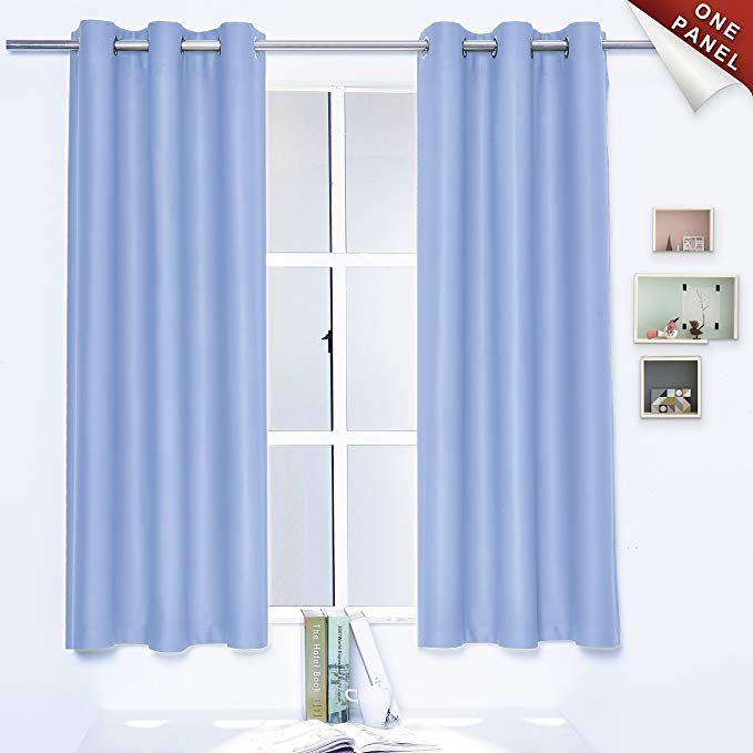 Sheeroom Blackout Curtains Thermal Insulated with Grommet for Living Room, 42 x 63 inch, Light Blue, 1 Curtain Panel