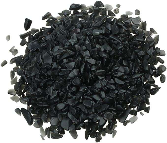 rockcloud 1 lb Black Obsidian Small Tumbled Chips Crushed Stone Healing Reiki Crystal Jewelry Making Home Decoration