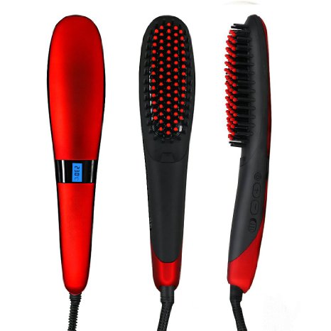Bestidy Hair Brush Straightening Electric Heating Ceramic Comb Hair straightening Anion Hair Care, 30 Seconds fast hot , Adjustable Temperature, Auto Lock, 30-min Timer, Anti-Scald (450℉/230℃) (Rose)
