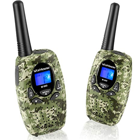 Two Way Radios with Mic Vox Clip 22 Channels, Wishouse Travel Walkie Talkie for Family with 2.5mm Jack Long Mile Range Noise Cancelling Loud Speaker Walki Talki for Partners Hunting (M880 Camo 2 Pack)