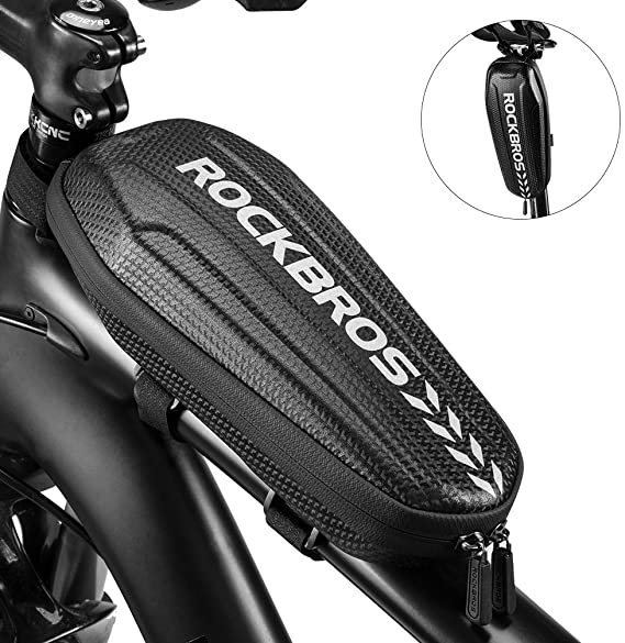 ROCKBROS Top Tube Bike Bag Bicycle Front Frame Bag Water Resistant EVA Hard Shell Bike Handlebar Bag Mountain Bike Accessories Pouch Black