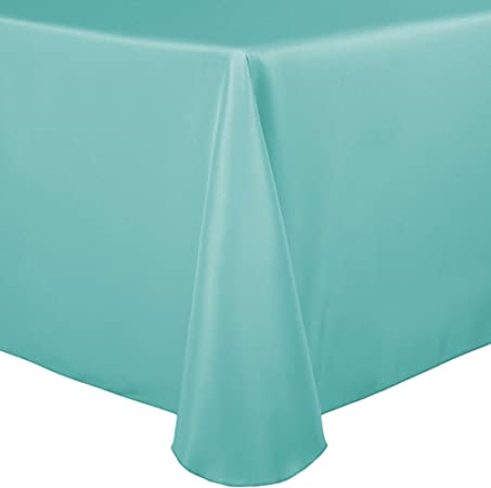 Ultimate Textile 60 x 102-Inch Oval Polyester Linen Tablecloth Aqua Blue