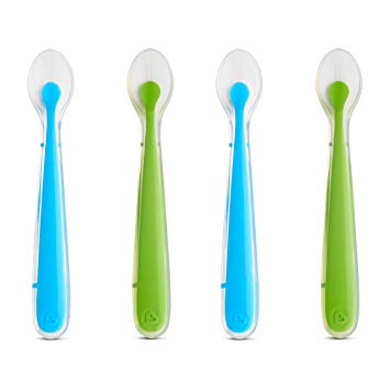 Munchkin Gentle Silicone Spoons, Blue/Green, 4 Pack