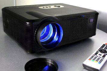 720P LED LCD Video Projector Fugetek FG-857 Powerful Home Theater Cinema projector Extended Life LED Lighting Technology Features Multi Inputs - 2-HDMI 2-USB VGA YPBPR 1280x800 Native Resolution Multi Device Compatible DVD TV PC Game Consoles 43169 Aspect Ratiio Quiet Fan Black Sleek Design US Support and Warranty