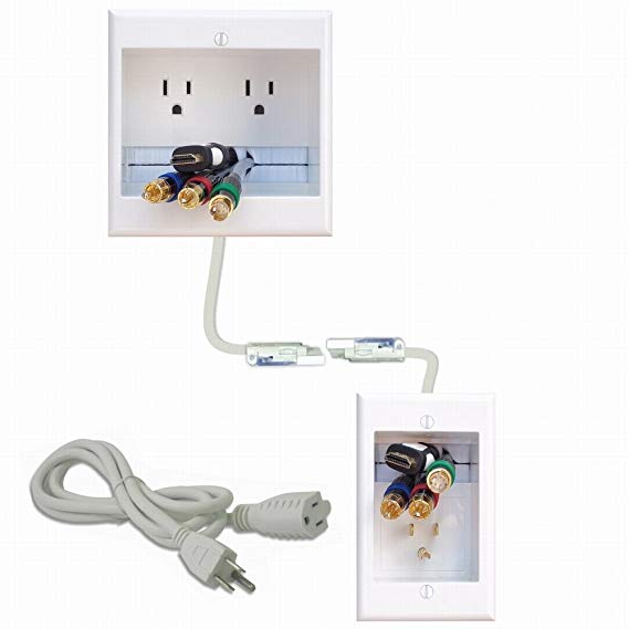 PowerBridge TWO-CK Dual Outlet Recessed In-Wall Cable Management System with PowerConnect for Wall-Mounted Flat Screen LED, LCD, and Plasma TVs (Certified Refurbished)