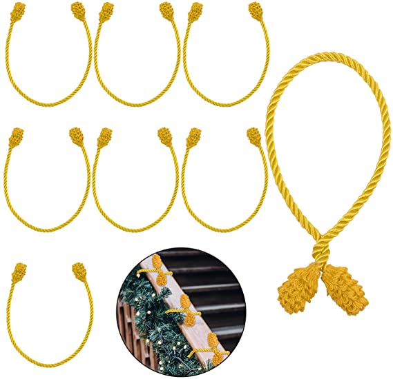 Cooraby 8 Pieces Yellow Decorative Garland Ties Garland Flexible Ties for Holiday Decorations Christmas Craft Gift Wrapping