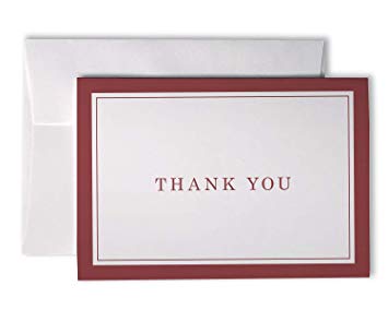 Formal Striped Thick Border Thank You Cards - 48 Cards & Envelopes (Red Border)