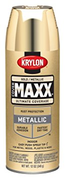 Krylon K09194000 COVERMAXX Spray Paint, Metallic Gold, 12 Ounce