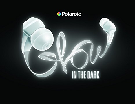 Polaroid PHP735WH Premium Tangle Free Glow In The Dark Earbuds with Mic, White