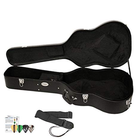 ChromaCast Acoustic Guitar Hard Case CC-AHC with Guitar Strap and Pick Sampler