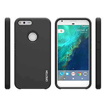 Google Pixel Case, OMOTON High Impact Resistant Fully Protective Dual Layer Case with [Soft TPU Interior] [Durable PC Exterior] [Fashion Design] for Google Pixel [5.0 Inch], Black