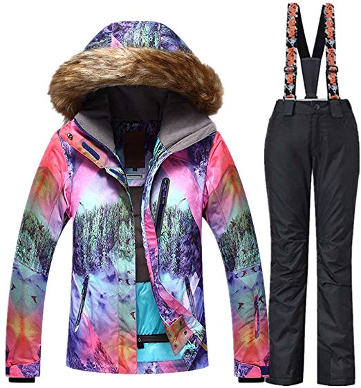 Women Snowboard Suit Waterproof Windproof Ski Jacket and Pant