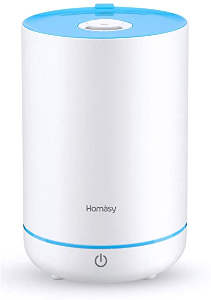 Homasy 3.5L Cool Mist Humidifier, Essential Oil Compatible, Ultra-Quiet Humidifirs for Bedroom, Babies and Office, Ultrasonic 12-24h Run Time, 360° Rotatable Nozzle, Auto Shut-Off, All White