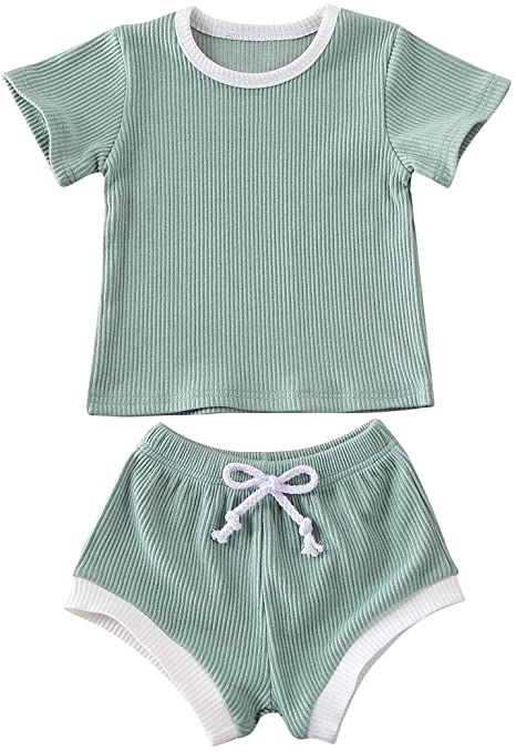 Baby Unisex Pajamas, Top with Pants Set 2 Piece Outfit, Organic Cotton Clothing Set for Infant Baby Boys Girls